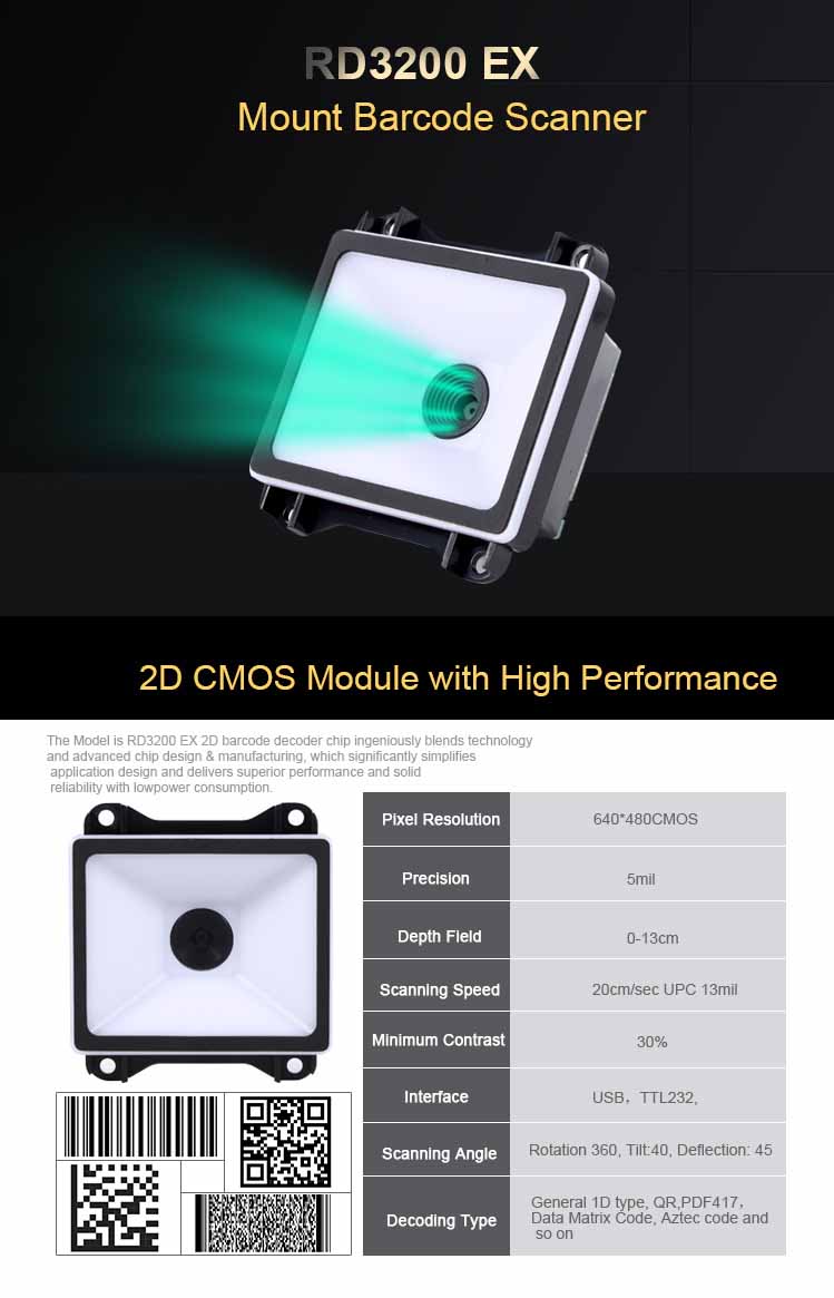 RD3200EX Fixed Mount 2D Barcode Reader